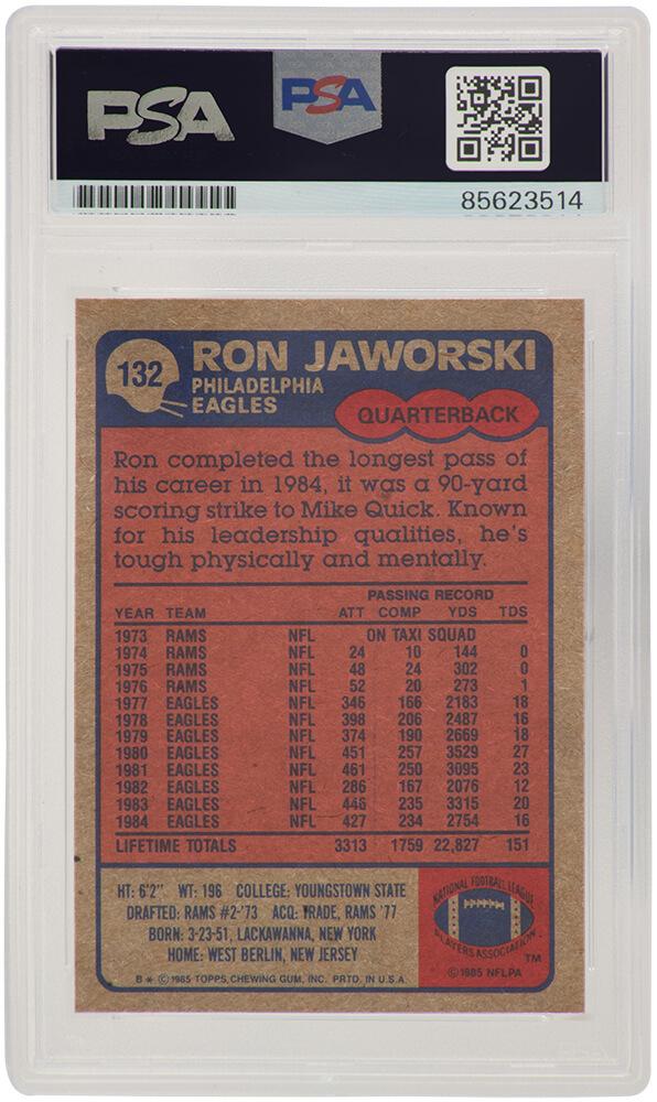 Ron Jaworski Signed 1985 Topps #132 (PSA) at PristineAuction.com Ron Jaworski Signed 1985 Topps #132 (PSA) at PristineAuction.com