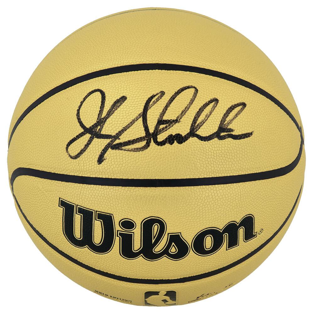 John Stockton Signed NBA Gold Basketball (Schwartz) at PristineAuction.com John Stockton Signed NBA Gold Basketball (Schwartz) at PristineAuction.com