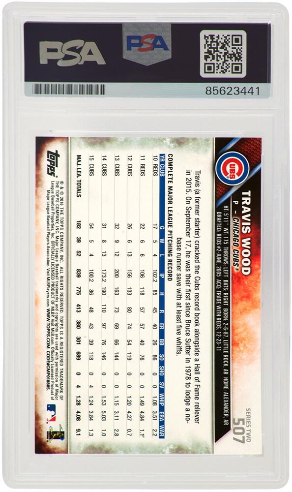Travis Wood Signed 2016 Topps Baseball Trading Card #507A (PSA) at PristineAuction.com Travis Wood Signed 2016 Topps Baseball Trading Card #507A (PSA) at PristineAuction.com