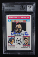 Elly De La Cruz Signed 2025 Topps Heritage Stolen Base Leaders #197 (Beckett | Auto Grade BGS 10) at PristineAuction.com