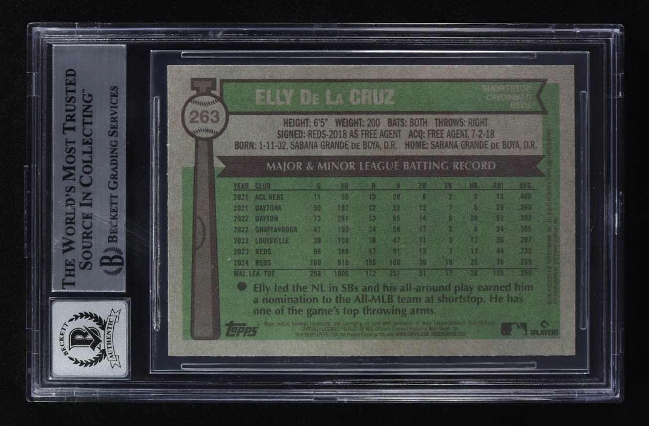Elly De La Cruz Signed 2025 Topps Heritage #263 (Beckett | Auto Grade BGS 10) at PristineAuction.com Elly De La Cruz Signed 2025 Topps Heritage #263 (Beckett | Auto Grade BGS 10) at PristineAuction.com