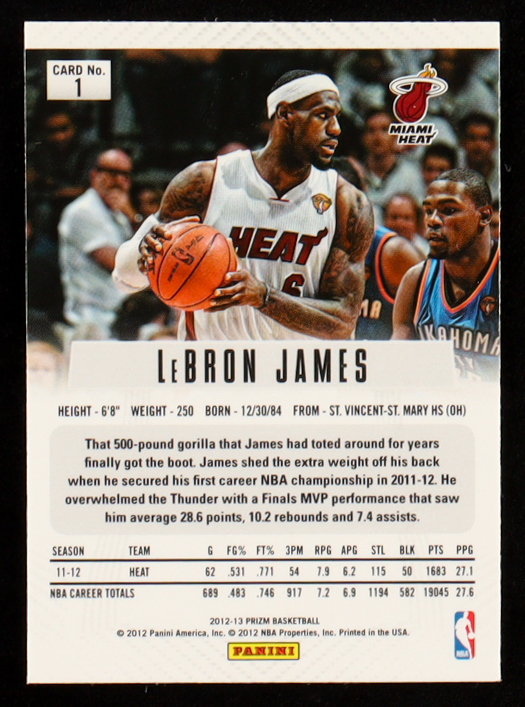 LeBron James 2012-13 Panini Prizm #1 at PristineAuction.com LeBron James 2012-13 Panini Prizm #1 at PristineAuction.com