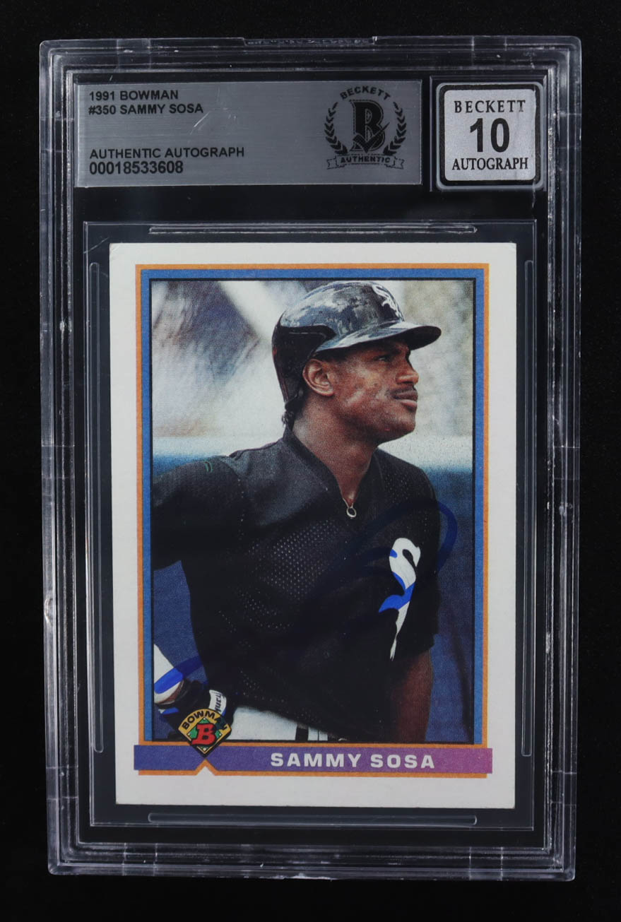 Sammy Sosa Signed 1991 Bowman #350 (Beckett | Auto Grade BGS 10) at PristineAuction.com Sammy Sosa Signed 1991 Bowman #350 (Beckett | Auto Grade BGS 10) at PristineAuction.com