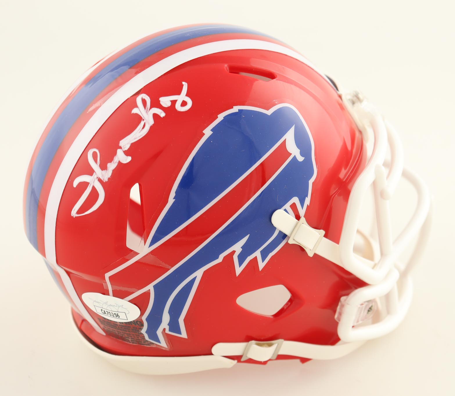 Thurman Thomas Signed Bills Throwback Alternate Speed Mini Helmet (JSA) at PristineAuction.com Thurman Thomas Signed Bills Throwback Alternate Speed Mini Helmet (JSA) at PristineAuction.com