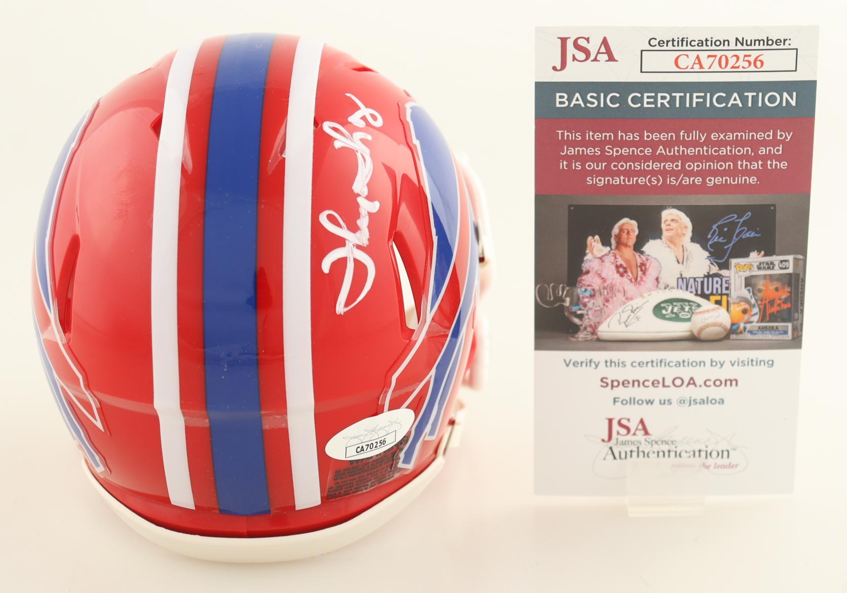 Thurman Thomas Signed Bills Throwback Alternate Speed Mini Helmet (JSA) at PristineAuction.com Thurman Thomas Signed Bills Throwback Alternate Speed Mini Helmet (JSA) at PristineAuction.com