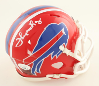 Thurman Thomas Signed Bills Throwback Alternate Speed Mini Helmet (JSA) at PristineAuction.com