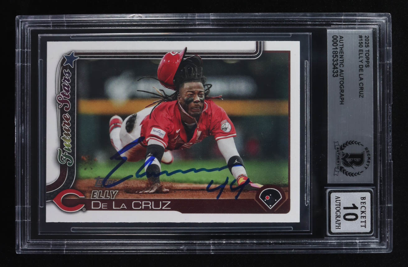Elly De La Cruz Signed 2025 Topps #150 (Beckett | Auto Grade BGS 10) at PristineAuction.com Elly De La Cruz Signed 2025 Topps #150 (Beckett | Auto Grade BGS 10) at PristineAuction.com
