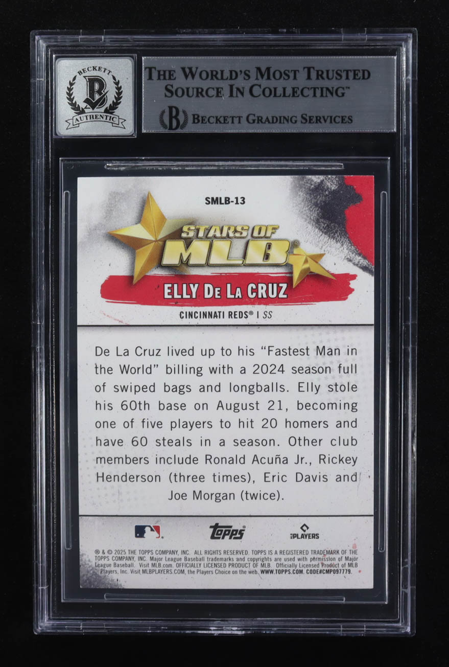 Elly De La Cruz Signed 2025 Topps Stars of MLB #SMLB13 (Beckett | Auto Grade BGS 10) at PristineAuction.com Elly De La Cruz Signed 2025 Topps Stars of MLB #SMLB13 (Beckett | Auto Grade BGS 10) at PristineAuction.com
