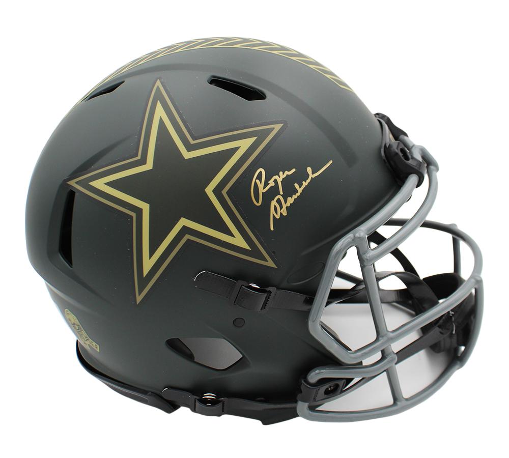 Roger Staubach Signed Cowboys Full-Size Authentic On-Field Salute to Service Alternate Speed Helmet (Radtke) at PristineAuction.com Roger Staubach Signed Cowboys Full-Size Authentic On-Field Salute to Service Alternate Speed Helmet (Radtke) at PristineAuction.com