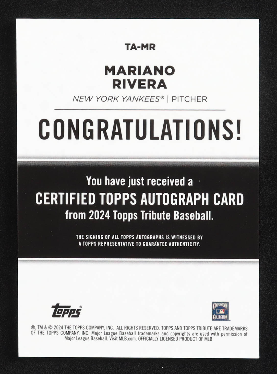 Mariano Rivera 2024 Topps Tribute Autographs Orange #TAMR #11/25 at PristineAuction.com Mariano Rivera 2024 Topps Tribute Autographs Orange #TAMR #11/25 at PristineAuction.com