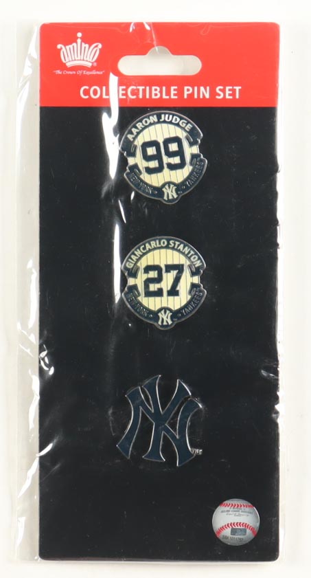 Aaron Judge, Giancarlo Stanton & New York Yankees Logo Pin Set at PristineAuction.com Aaron Judge, Giancarlo Stanton & New York Yankees Logo Pin Set at PristineAuction.com