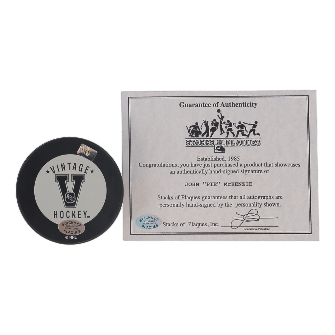 John "Pie McKenzie Signed Bruins Logo Hockey Puck (SoP) at PristineAuction.com John "Pie McKenzie Signed Bruins Logo Hockey Puck (SoP) at PristineAuction.com