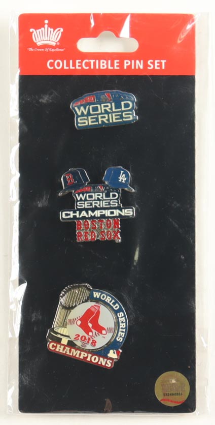 Boston Red Sox 2018 World Series Logo Pin Set at PristineAuction.com Boston Red Sox 2018 World Series Logo Pin Set at PristineAuction.com