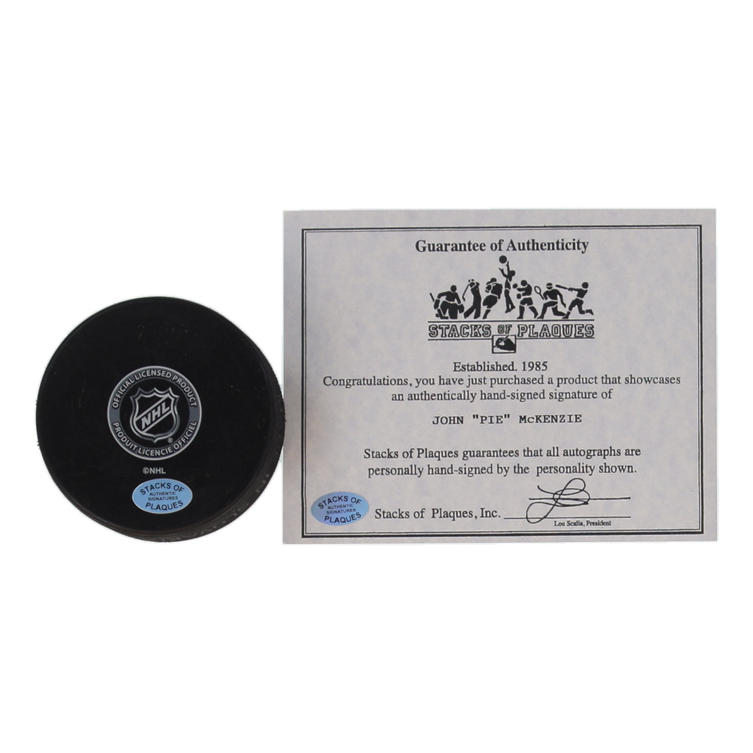 John "Pie McKenzie Signed Bruins Logo Hockey Puck (SoP) at PristineAuction.com John "Pie McKenzie Signed Bruins Logo Hockey Puck (SoP) at PristineAuction.com