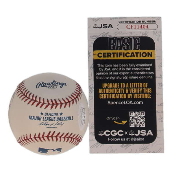 Ralph Branca & Bobby Thomson Signed OML Baseball Inscribed "The Shot Heard 'Round The World" & "Oct. 3, 1951" (JSA) at PristineAuction.com Ralph Branca & Bobby Thomson Signed OML Baseball Inscribed "The Shot Heard 'Round The World" & "Oct. 3, 1951" (JSA) at PristineAuction.com