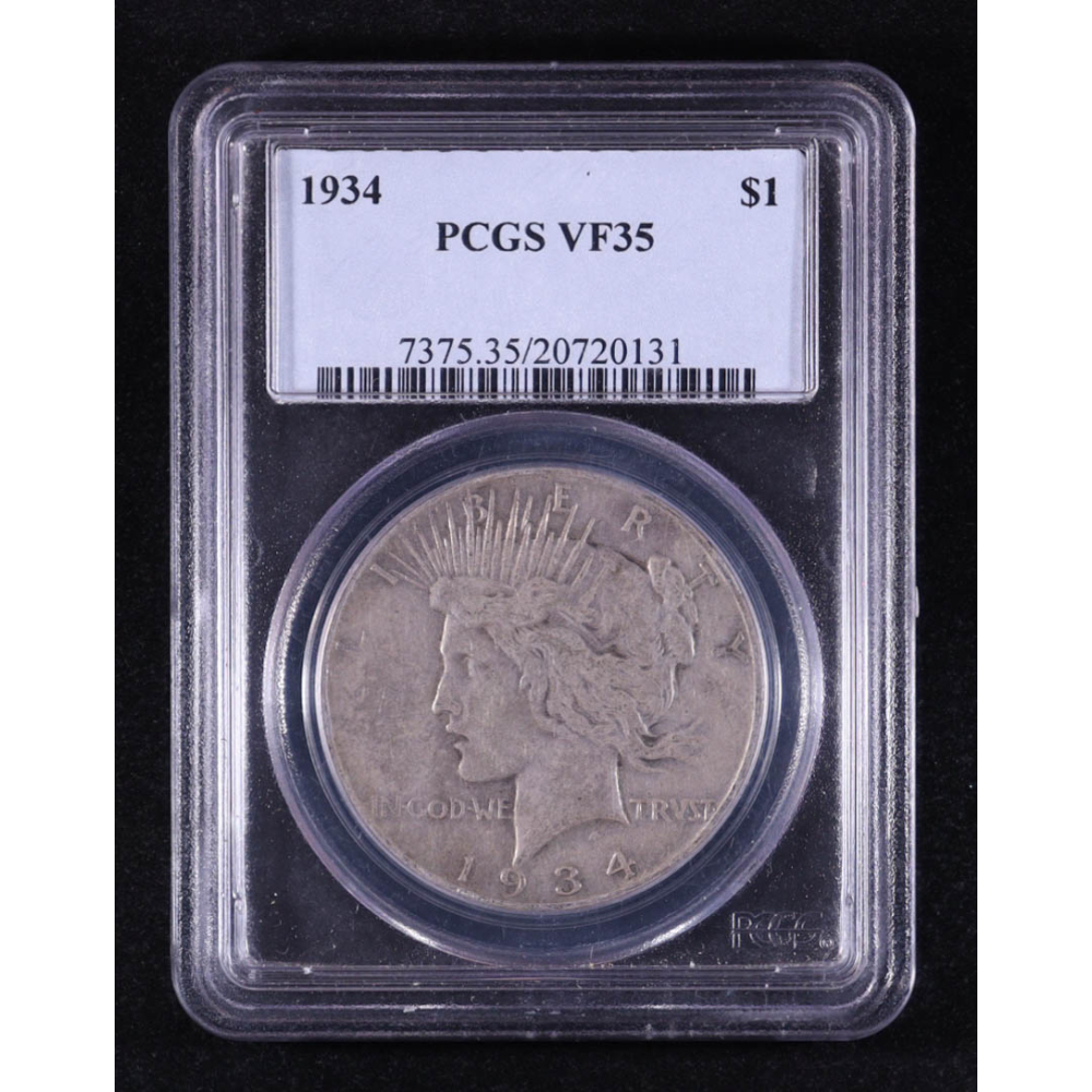 1934 Peace Silver Dollar (PCGS VF35) at PristineAuction.com