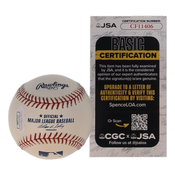 Ralph Branca & Bobby Thomson Signed OML Baseball Inscribed "The Shot Heard 'Round The World" & "Oct. 3, 1951" (JSA) at PristineAuction.com Ralph Branca & Bobby Thomson Signed OML Baseball Inscribed "The Shot Heard 'Round The World" & "Oct. 3, 1951" (JSA) at PristineAuction.com