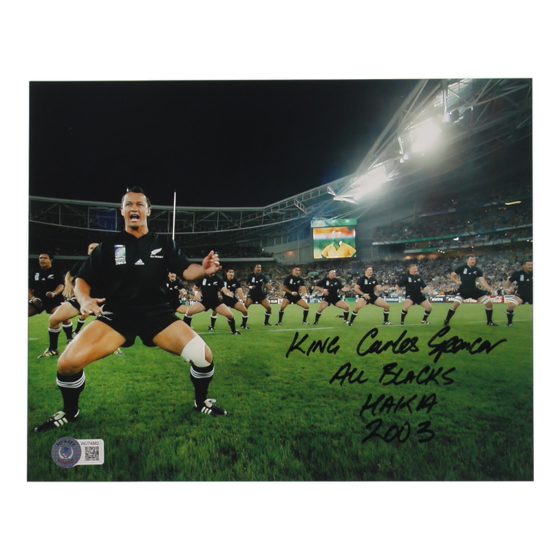 "King" Carlos Spencer Signed All Blacks 8x10 Photo Inscribed "All Blacks Haka 2003" (Beckett) at PristineAuction.com "King" Carlos Spencer Signed All Blacks 8x10 Photo Inscribed "All Blacks Haka 2003" (Beckett) at PristineAuction.com