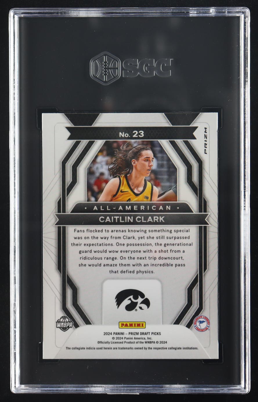 Caitlin Clark 2024-25 Panini Prizm Draft Picks All-American Silver Prizm #23 RC (SGC 8.5) at PristineAuction.com Caitlin Clark 2024-25 Panini Prizm Draft Picks All-American Silver Prizm #23 RC (SGC 8.5) at PristineAuction.com