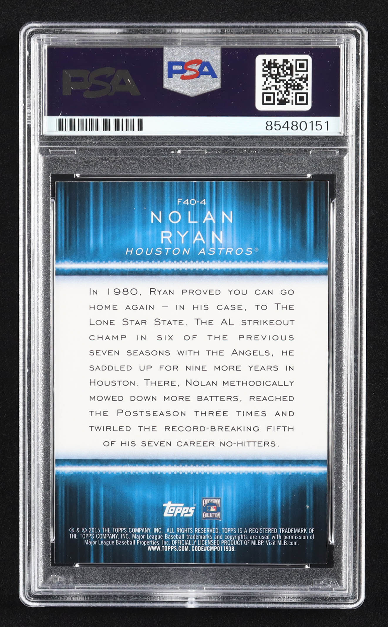 Nolan Ryan Signed 2015 Topps Free Agent 40 #F404 (PSA | Auto 10) at PristineAuction.com Nolan Ryan Signed 2015 Topps Free Agent 40 #F404 (PSA | Auto 10) at PristineAuction.com