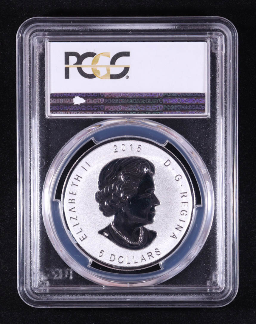 2015 Canada $5 Maple Leaf, E=MC² Privy - 1oz .9999 Fine Silver Coin (PCGS SP69) at PristineAuction.com 2015 Canada $5 Maple Leaf, E=MC² Privy - 1oz .9999 Fine Silver Coin (PCGS SP69) at PristineAuction.com