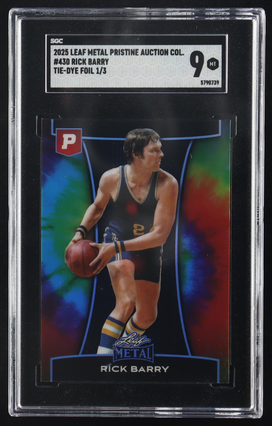 Rick Barry 2025 Leaf Metal Pristine Auction Col. Tie-Dye Foil #430 #1/3 (SGC 9) at PristineAuction.com Rick Barry 2025 Leaf Metal Pristine Auction Col. Tie-Dye Foil #430 #1/3 (SGC 9) at PristineAuction.com