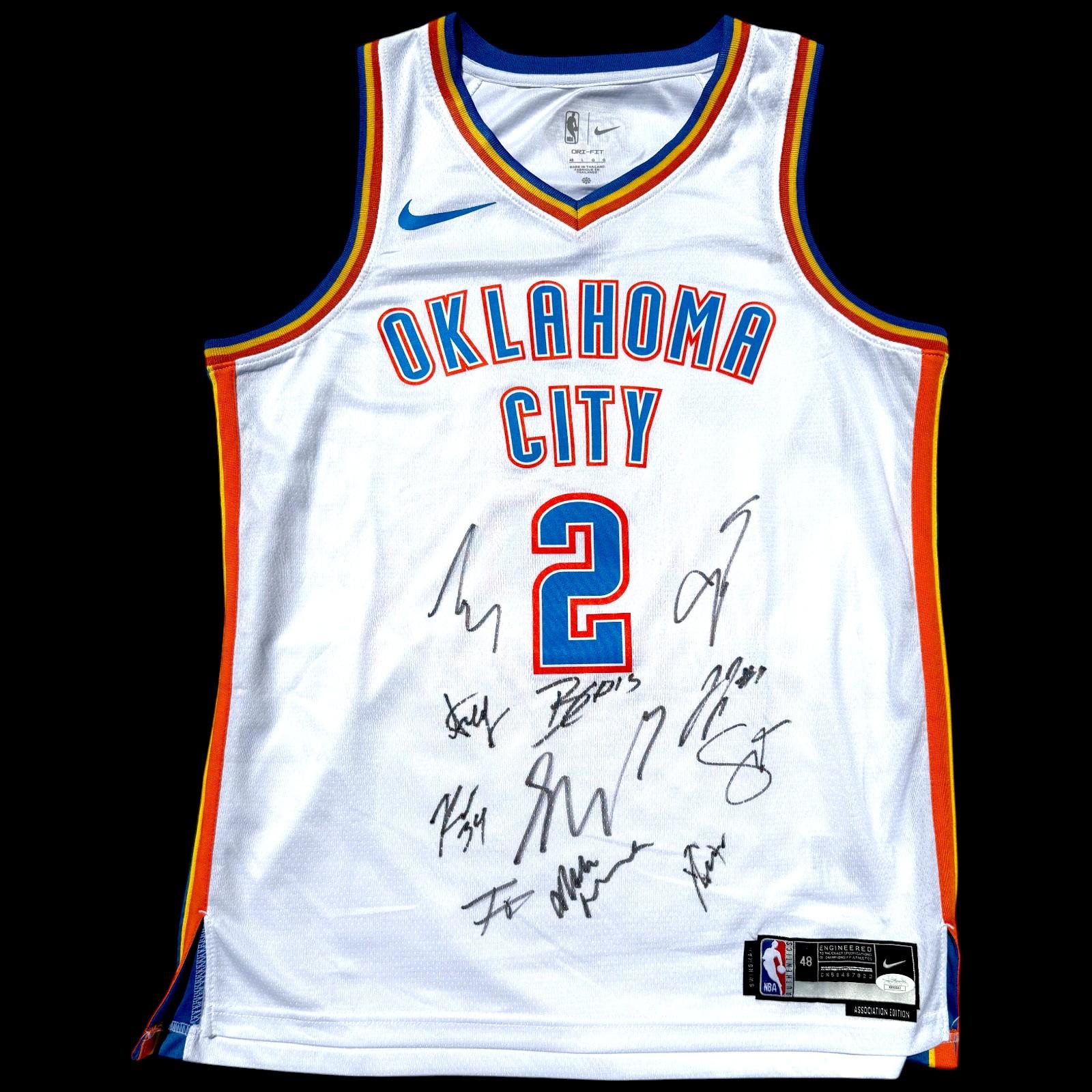 Shai Gilgeous-Alexander, Jalen Williams, Luguentz Dort | 2025 NBA Champions Thunder Nike Authentic Jersey Team-Signed By (11) (JSA) at PristineAuction.com Shai Gilgeous-Alexander, Jalen Williams, Luguentz Dort | 2025 NBA Champions Thunder Nike Authentic Jersey Team-Signed By (11) (JSA) at PristineAuction.com