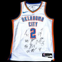 Shai Gilgeous-Alexander, Jalen Williams, Luguentz Dort | 2025 NBA Champions Thunder Nike Authentic Jersey Team-Signed By (11) (JSA) at PristineAuction.com