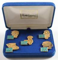 Disney Classics Vintage Gold Pin Set in Blue Felt Original Disney Box at PristineAuction.com