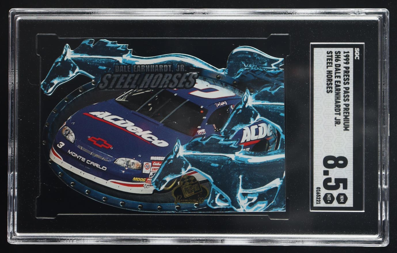 Dale Earnhardt Jr. 1999 Press Pass Premium Steel Horses Car #SH6 (SGC 8.5) at PristineAuction.com Dale Earnhardt Jr. 1999 Press Pass Premium Steel Horses Car #SH6 (SGC 8.5) at PristineAuction.com