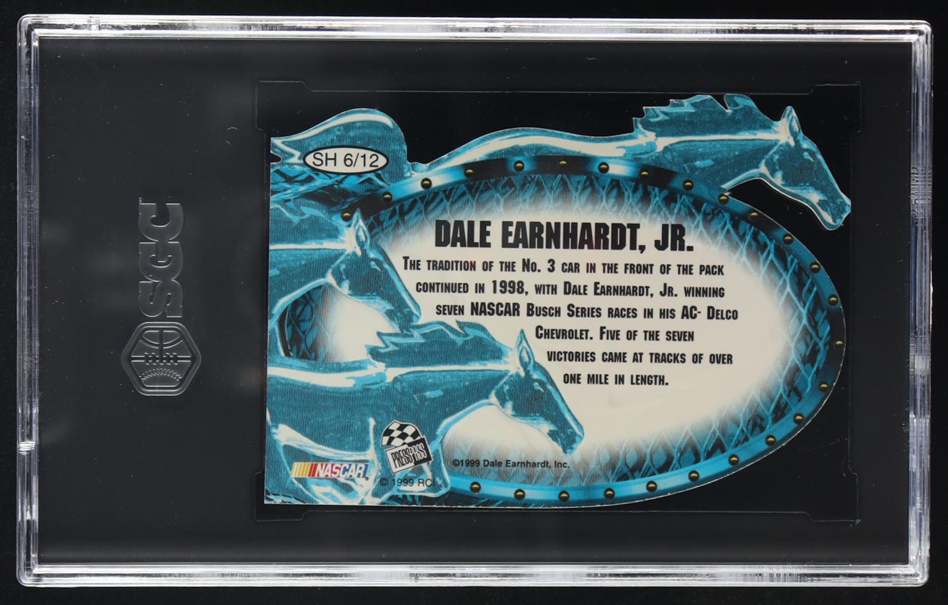 Dale Earnhardt Jr. 1999 Press Pass Premium Steel Horses Car #SH6 (SGC 8.5) at PristineAuction.com Dale Earnhardt Jr. 1999 Press Pass Premium Steel Horses Car #SH6 (SGC 8.5) at PristineAuction.com