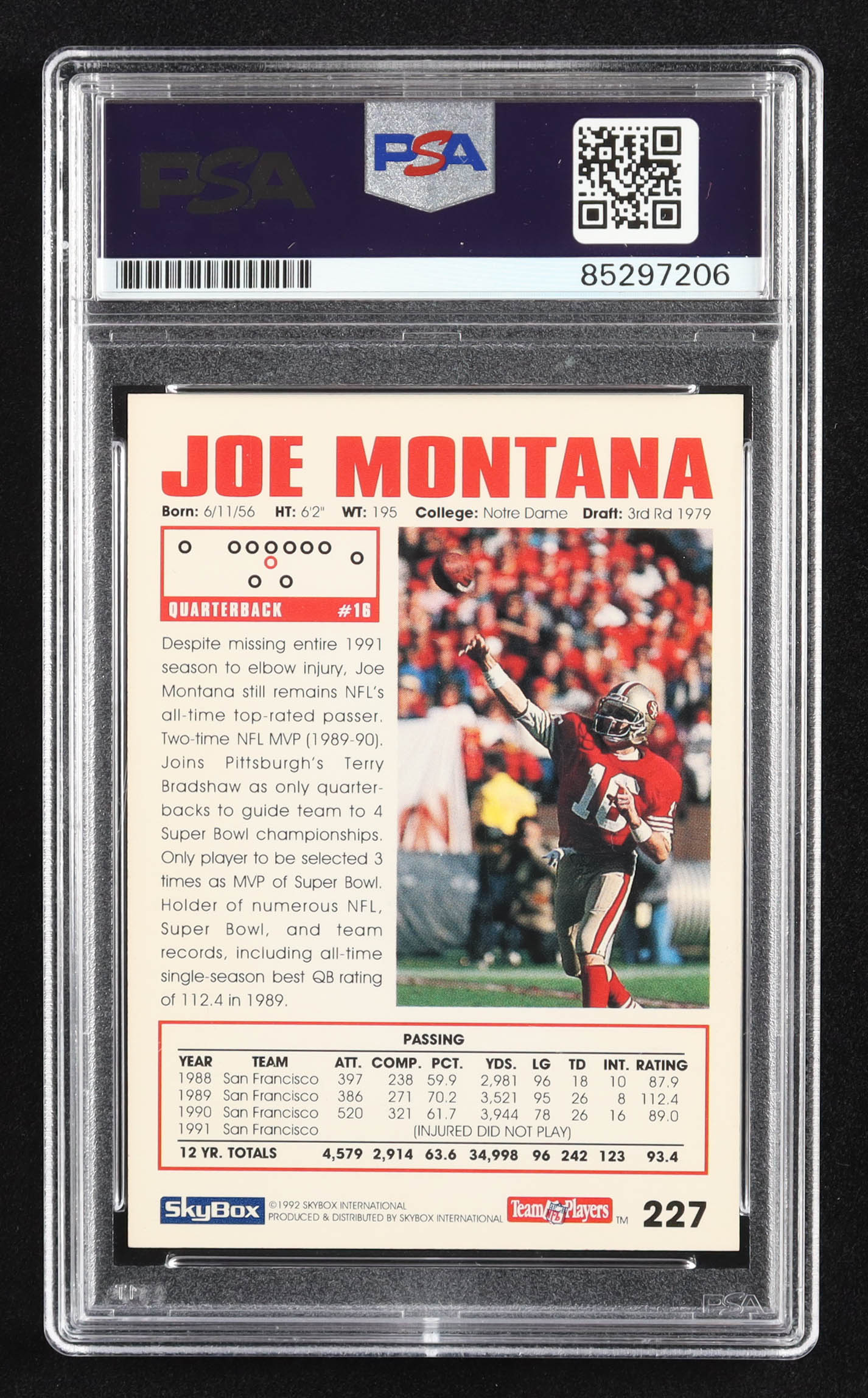 Joe Montana Signed 1992 SkyBox Impact #227 (PSA | Auto 10) at PristineAuction.com Joe Montana Signed 1992 SkyBox Impact #227 (PSA | Auto 10) at PristineAuction.com