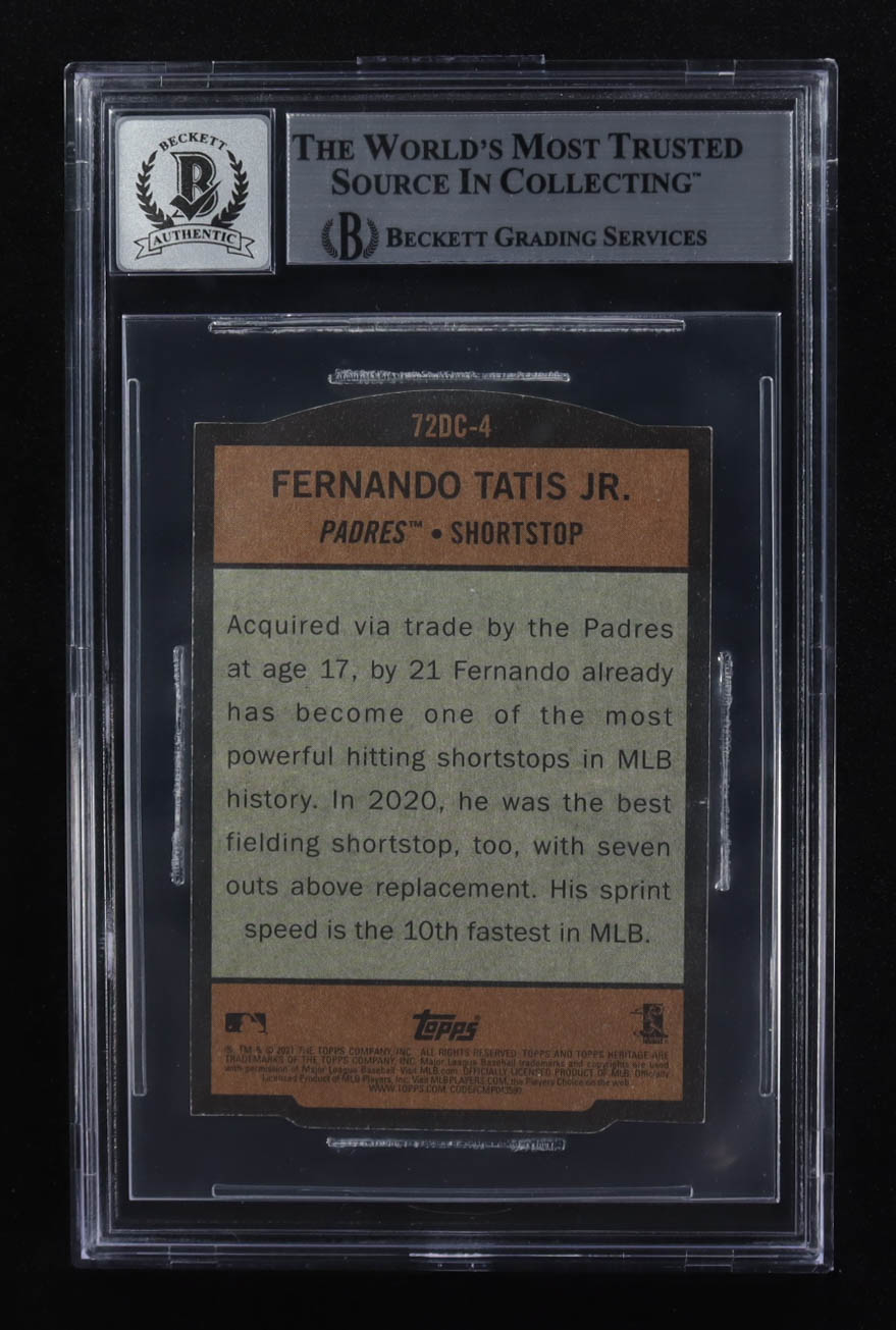 Fernando Tatis Jr. Signed 2021 Topps Heritage '72 Die Cuts #72DC4 (Beckett | Auto Grade BGS 10) at PristineAuction.com Fernando Tatis Jr. Signed 2021 Topps Heritage '72 Die Cuts #72DC4 (Beckett | Auto Grade BGS 10) at PristineAuction.com