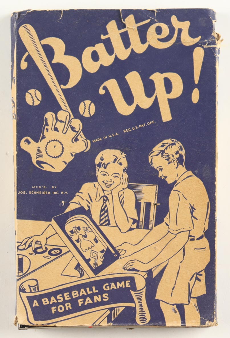 1940 Vintage Batter Up Tin Baseball Game with Original Box at PristineAuction.com 1940 Vintage Batter Up Tin Baseball Game with Original Box at PristineAuction.com