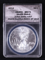 2012 American Silver Eagle, First Strike Coin Certified #695 of 1812 (ANACS MS70) at PristineAuction.com