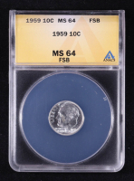 1959 Roosevelt Silver 10C Dime, Full Split Bands (ANACS MS64 FSB) at PristineAuction.com