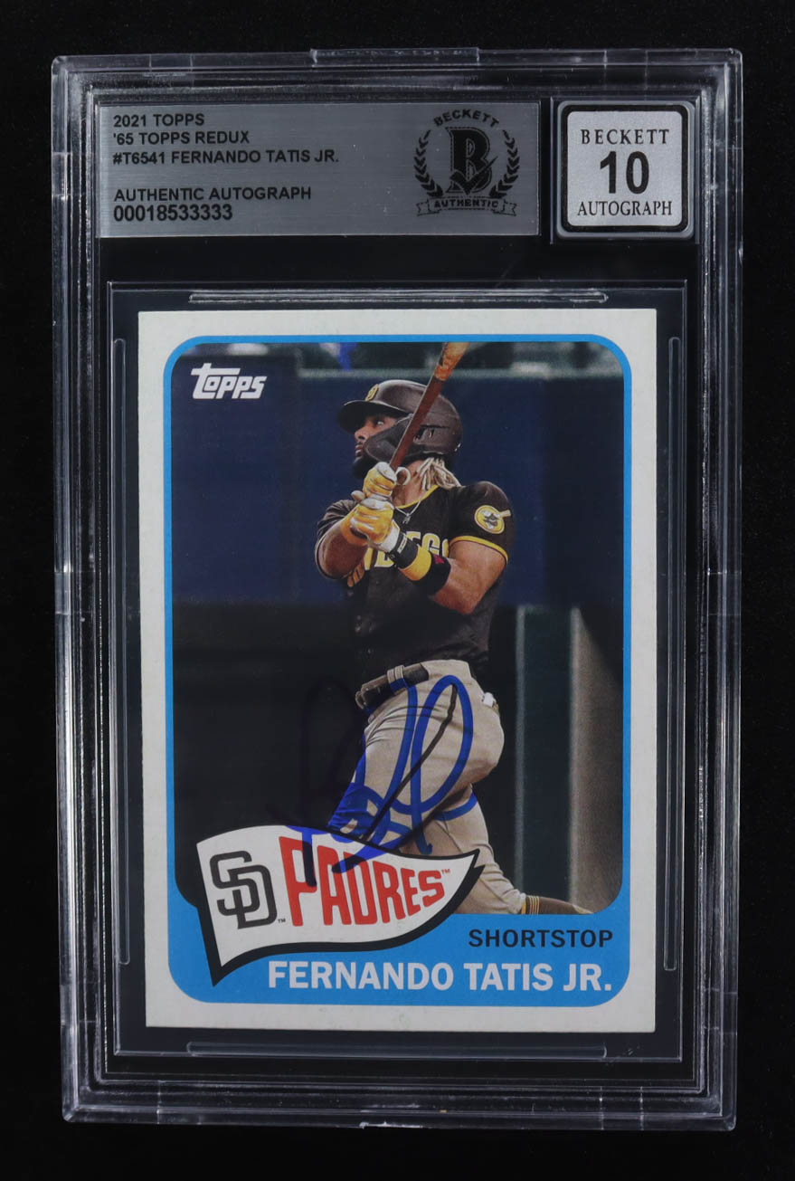 Fernando Tatis Jr. Signed 2021 Topps '65 Topps Redux #T6541 (Beckett | Auto Grade BGS 10) at PristineAuction.com Fernando Tatis Jr. Signed 2021 Topps '65 Topps Redux #T6541 (Beckett | Auto Grade BGS 10) at PristineAuction.com