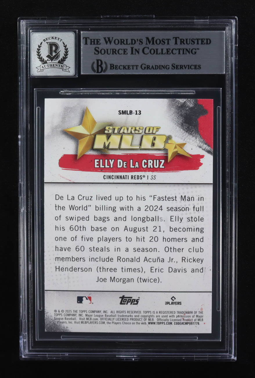 Elly De La Cruz Signed 2025 Topps Stars of MLB #SMLB13 (Beckett | Auto Grade BGS 10) at PristineAuction.com Elly De La Cruz Signed 2025 Topps Stars of MLB #SMLB13 (Beckett | Auto Grade BGS 10) at PristineAuction.com