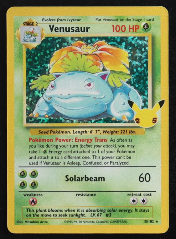 Venusaur 2021 Pokemon Celebrations Classic Collection Confetti Holofoil #15 at PristineAuction.com Venusaur 2021 Pokemon Celebrations Classic Collection Confetti Holofoil #15 at PristineAuction.com