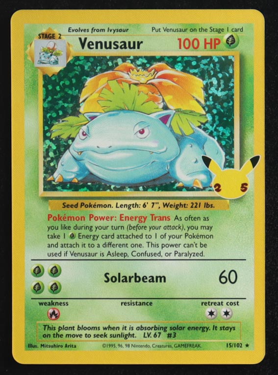 Venusaur 2021 Pokemon Celebrations Classic Collection Confetti Holofoil #15 at PristineAuction.com Venusaur 2021 Pokemon Celebrations Classic Collection Confetti Holofoil #15 at PristineAuction.com