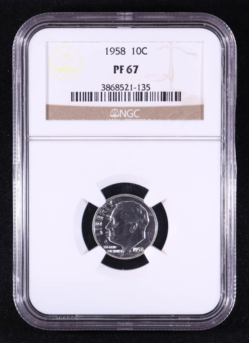 1958 Roosevelt Silver Proof 10C Dime (NGC PF67) at PristineAuction.com 1958 Roosevelt Silver Proof 10C Dime (NGC PF67) at PristineAuction.com