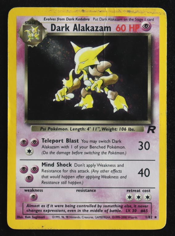 Dark Alakazam 2000 Pokemon Team Rocket #1 at PristineAuction.com Dark Alakazam 2000 Pokemon Team Rocket #1 at PristineAuction.com