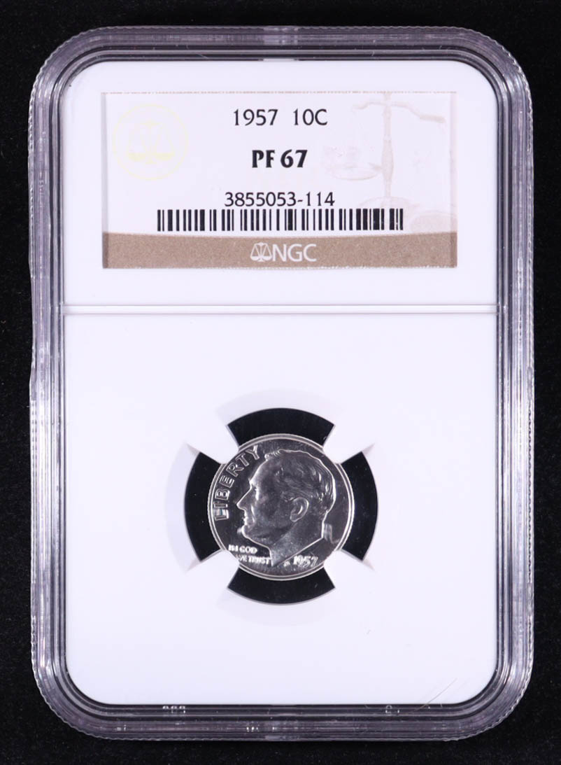 1957 Roosevelt Silver Proof 10C Dime (NGC PF67) at PristineAuction.com 1957 Roosevelt Silver Proof 10C Dime (NGC PF67) at PristineAuction.com