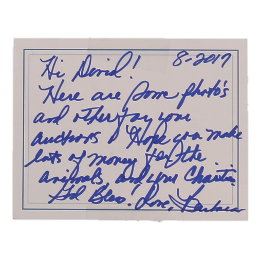 Barbara Leigh Signed 4x5.5 Hand-Written Postcard Inscribed "Love" & "XO" (PSA) at PristineAuction.com Barbara Leigh Signed 4x5.5 Hand-Written Postcard Inscribed "Love" & "XO" (PSA) at PristineAuction.com