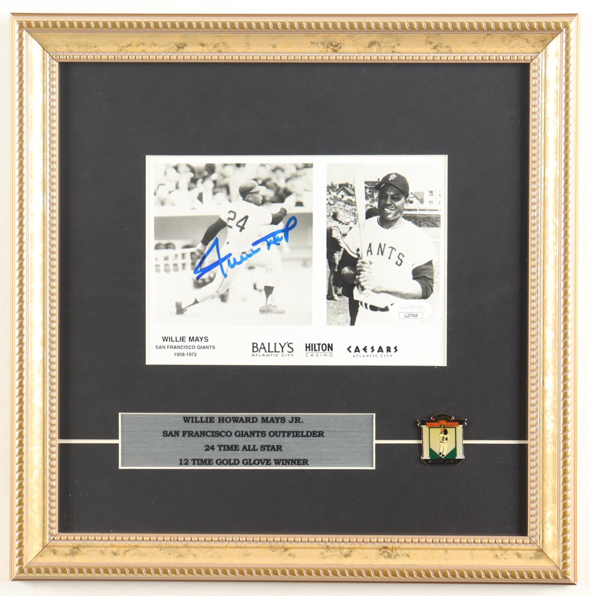 Willie Mays Signed Giants Custom Framed Photo Display with "The Catch" HOF Pin (JSA) at PristineAuction.com Willie Mays Signed Giants Custom Framed Photo Display with "The Catch" HOF Pin (JSA) at PristineAuction.com