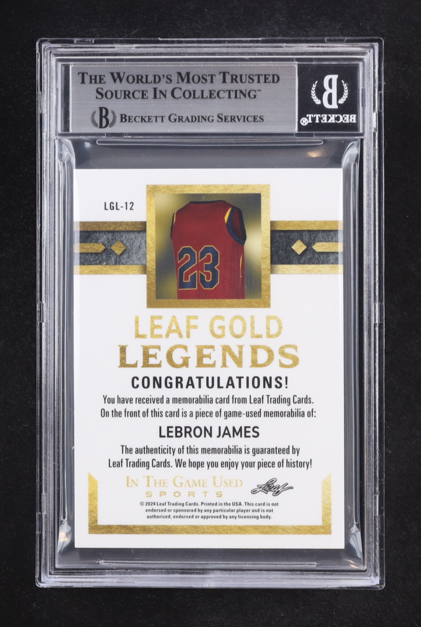 Lebron James 2024 Leaf ITG Used Sports Gold Legends Rainbow Holo Foil JSY #LGL12 #31/45 (Beckett 8.5) at PristineAuction.com Lebron James 2024 Leaf ITG Used Sports Gold Legends Rainbow Holo Foil JSY #LGL12 #31/45 (Beckett 8.5) at PristineAuction.com