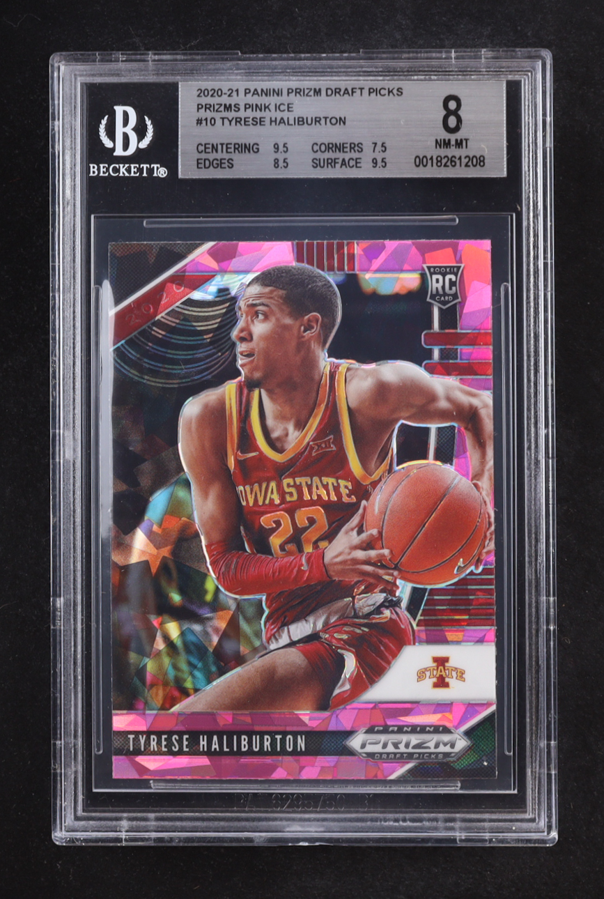 Tyrese Haliburton 2020-21 Panini Prizm Draft Picks Prizms Pink Ice #10 RC (Beckett 8) at PristineAuction.com Tyrese Haliburton 2020-21 Panini Prizm Draft Picks Prizms Pink Ice #10 RC (Beckett 8) at PristineAuction.com
