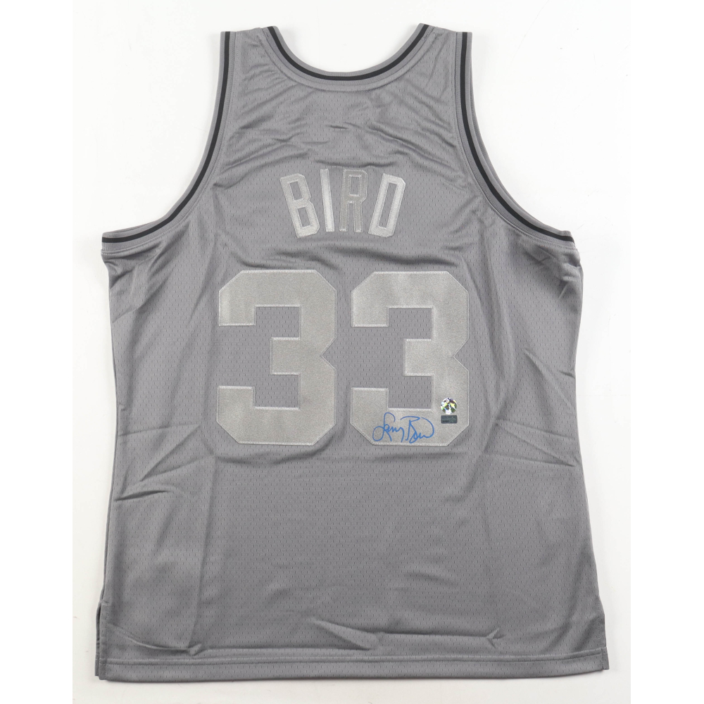 Larry Bird Signed Celtics Mitchell & Ness Authentic Jersey (Bird & New England Picture) at PristineAuction.com