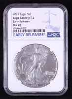 2021 American Silver Eagle, Eagle Landing Type 2 - Early Releases (NGC MS70) at PristineAuction.com