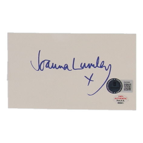 Joanna Lumley Signed Index Card (Beckett) at PristineAuction.com Joanna Lumley Signed Index Card (Beckett) at PristineAuction.com